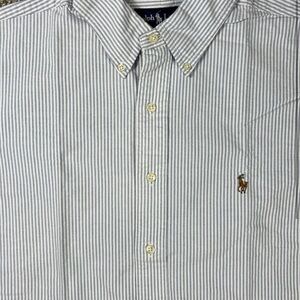 Polo by Ralph Lauren Men's Striped Shirt - Blue and White Stripped (seersucker)